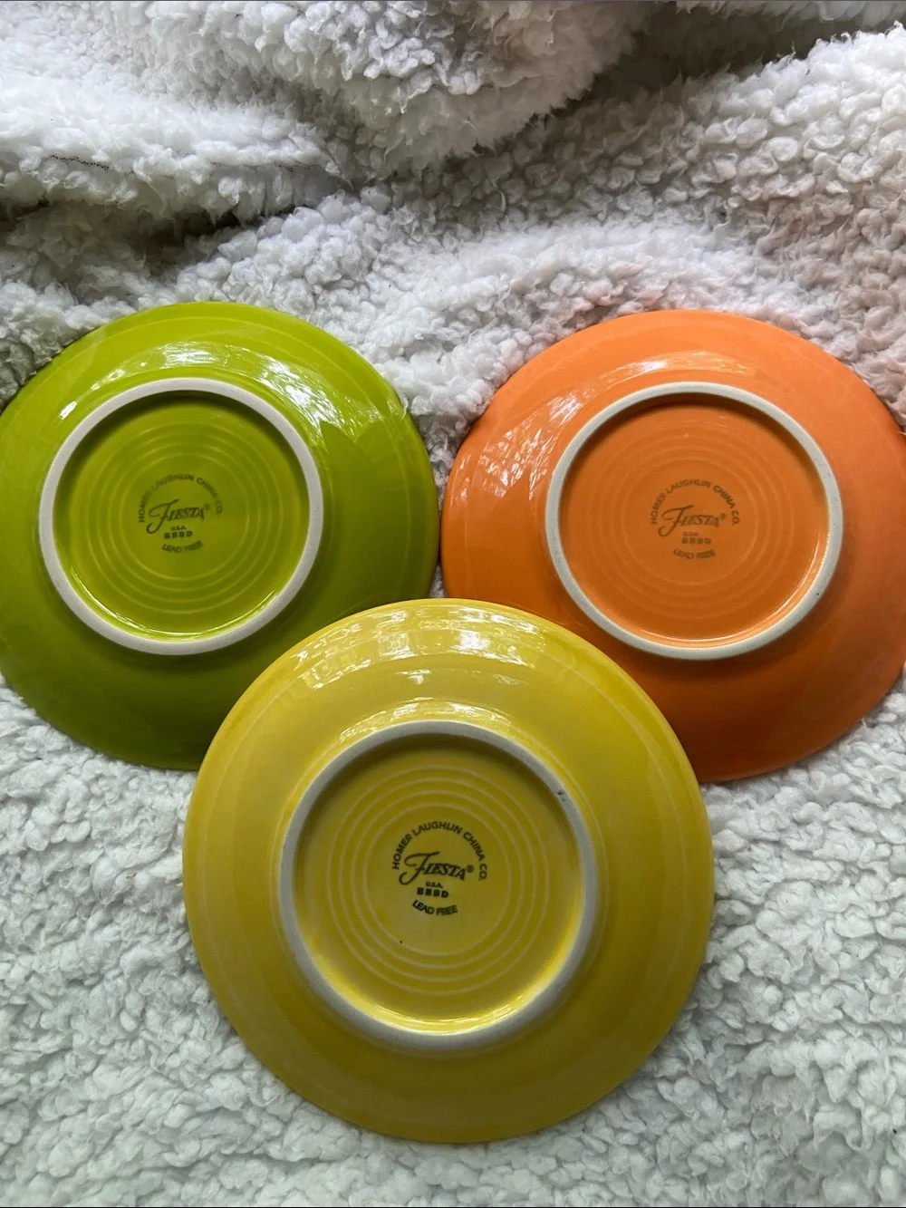 Contemporary Fiesta Ceramic Saucers in Lemongrass, Poppy & Sunflower - Set of 3